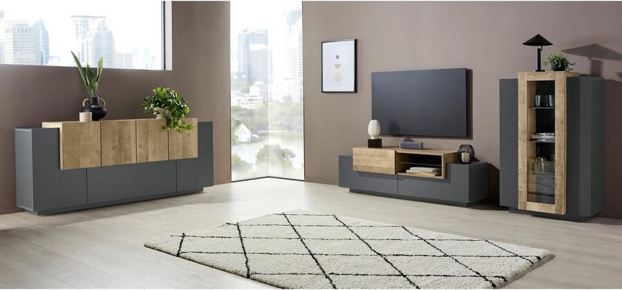 INOSIGN Tv-meubel Coro lowboard TV-commode TV-meubelen TV-bank met 2 kleppen 1 deur 1 glazen plank breedte 160 - Foto 7