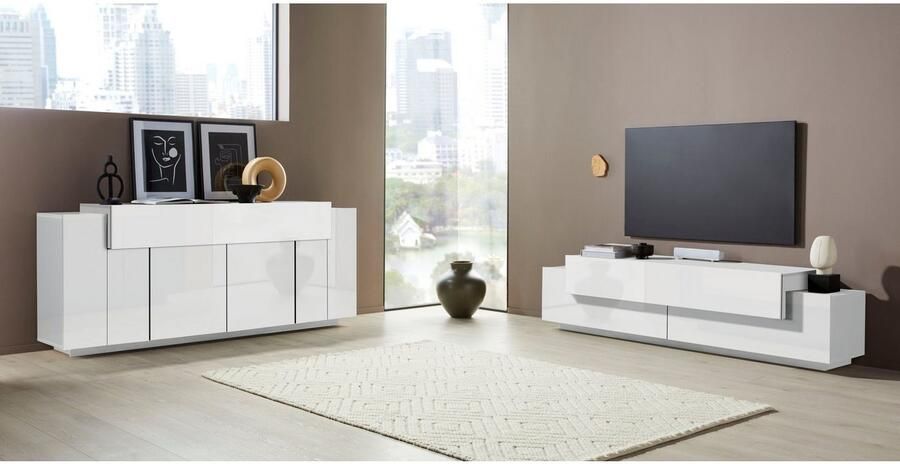 INOSIGN Tv-meubel Coro lowboard TV-commode TV-meubelen TV-bank met 3 kleppen waarvan 2 met push-to-open functie breedte 200 cm - Foto 5