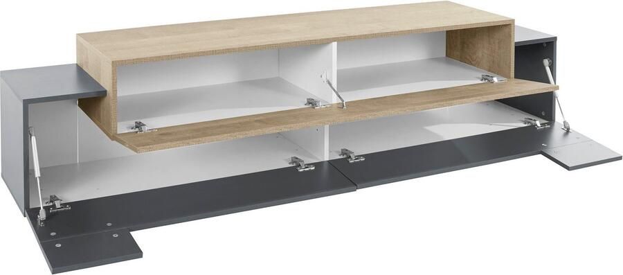 INOSIGN Tv-meubel Coro lowboard TV-commode TV-meubelen TV-bank met 3 kleppen waarvan 2 met push-to-open functie breedte 200 cm - Foto 7