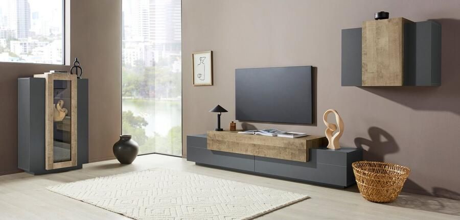 INOSIGN Tv-meubel Coro lowboard TV-commode TV-meubelen TV-bank met 3 kleppen waarvan 2 met push-to-open functie breedte 200 cm - Foto 6