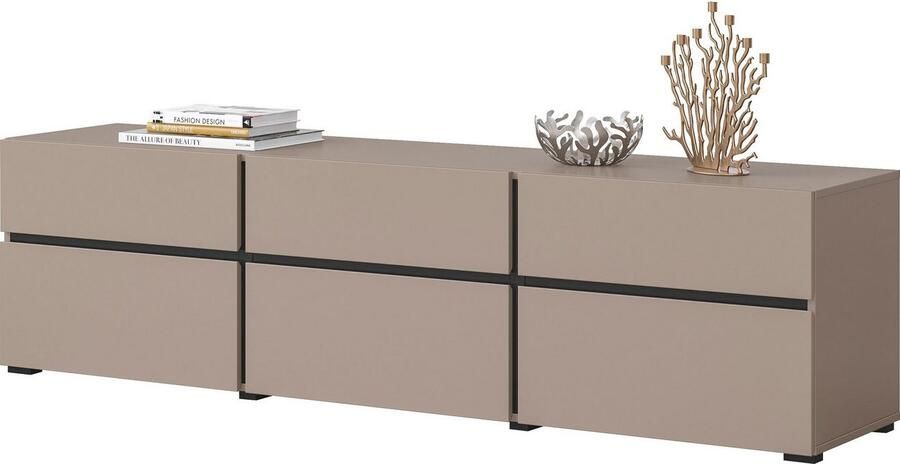 INOSIGN Tv-meubel Cross moderne greeploze TV-kast 3 kleppen 3 laden Breedte 180 cm TV-kast met veel bergruimte TV-board - Foto 4