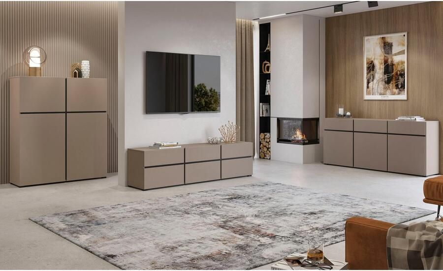 INOSIGN Tv-meubel Cross moderne greeploze TV-kast 3 kleppen 3 laden Breedte 180 cm TV-kast met veel bergruimte TV-board - Foto 3