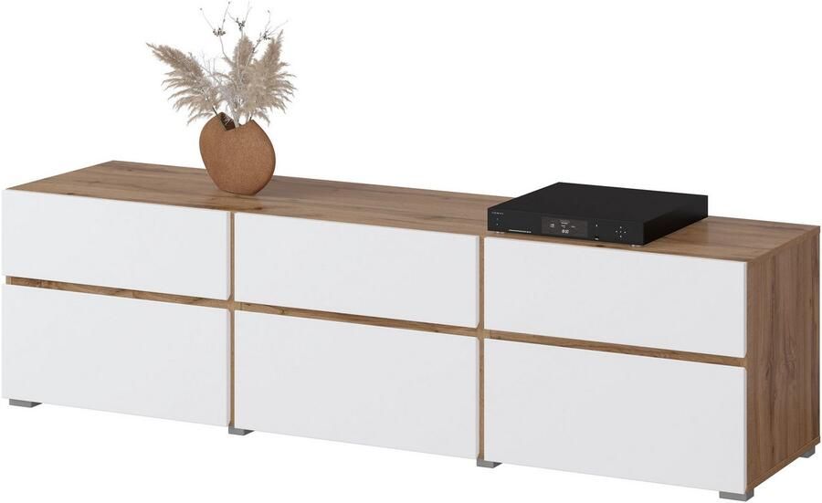 INOSIGN Tv-meubel Cross moderne greeploze TV-kast 3 kleppen 3 laden Breedte 180 cm TV-kast met veel bergruimte TV-board - Foto 2