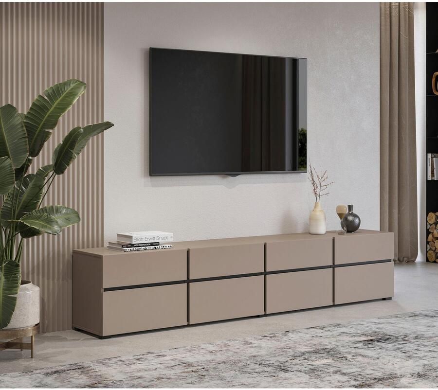 INOSIGN Tv-meubel Cross moderne greeploze TV-kommode 4 kleppen 4 lades Breedte 225 cm tv-kast met veel opbergruimte tv-meubel - Foto 2
