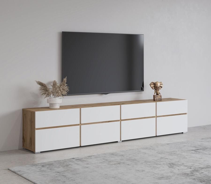 INOSIGN Tv-meubel Cross moderne greeploze TV-kommode 4 kleppen 4 lades Breedte 225 cm tv-kast met veel opbergruimte tv-meubel - Foto 7