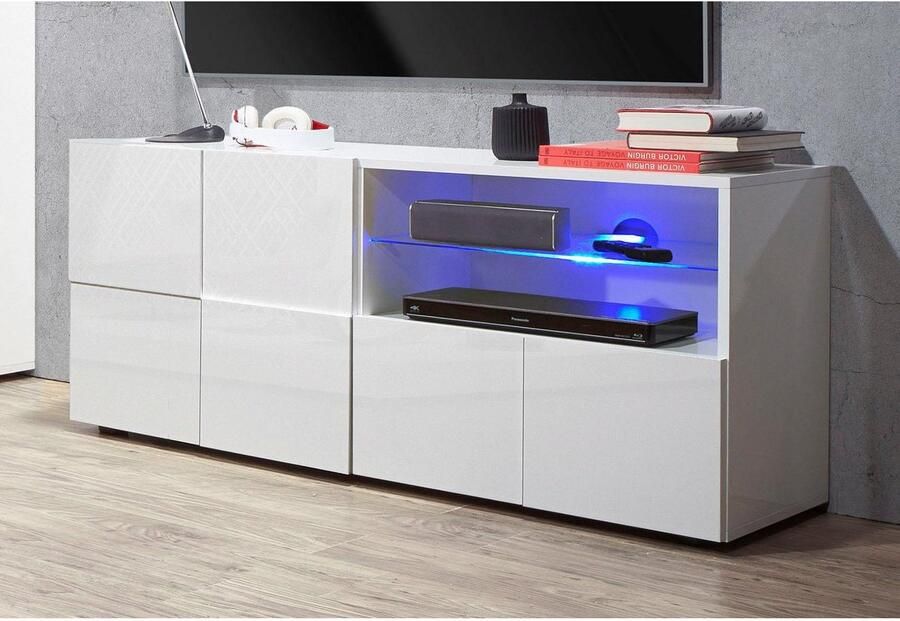 INOSIGN Tv-meubel Dama Breedte 121 cm TV-meubel 1 deur 1 lade TV-kast Front in 3D-uiterlijk greeploos verschillende kleuren - Foto 5