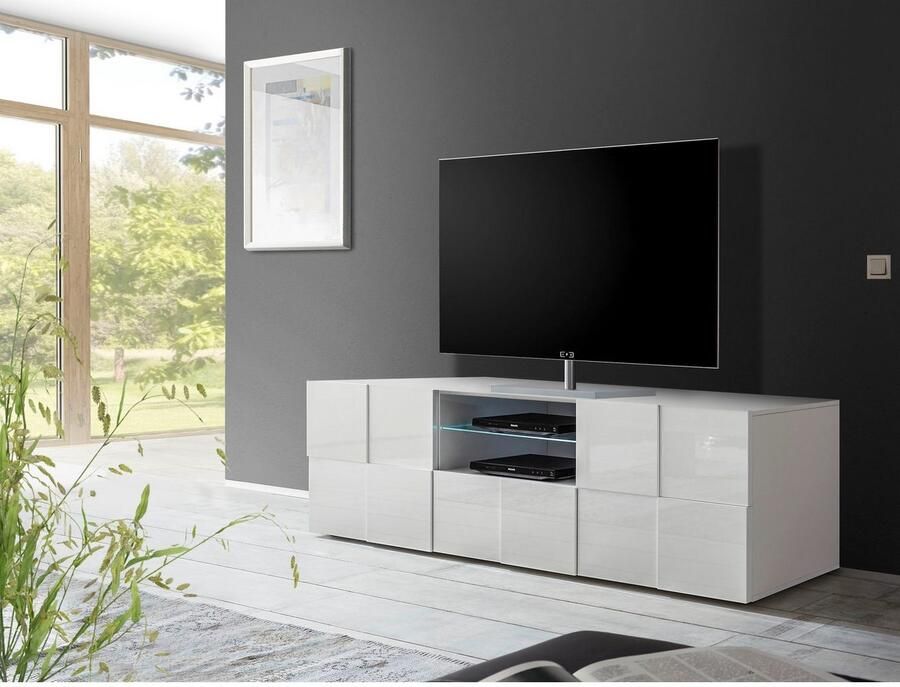 INOSIGN Tv-meubel Dama Breedte 181 cm TV-meubel 2 deuren 1 lade TV-kast Front in 3D-uiterlijk veel opbergruimte verschillende kleuren - Foto 3