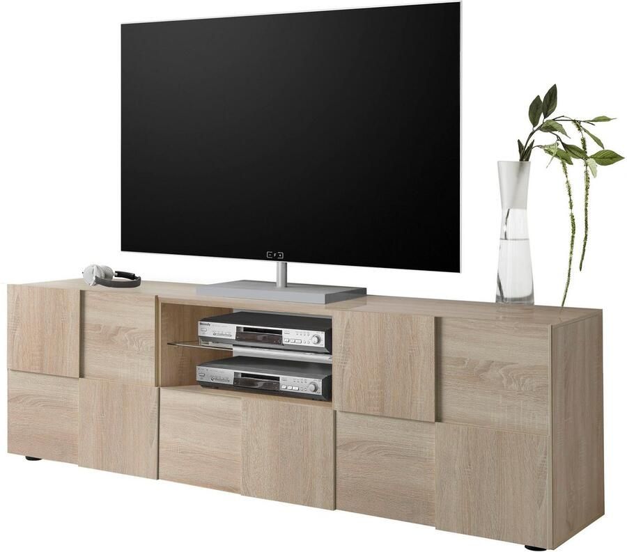 INOSIGN Tv-meubel Dama Breedte 181 cm TV-meubel 2 deuren 1 lade TV-kast Front in 3D-uiterlijk veel opbergruimte verschillende kleuren