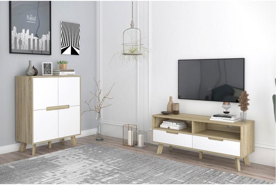 Artistiq Living Artistiq TV-meubel Gonzalo 140cm Naturel Wit - Foto 6