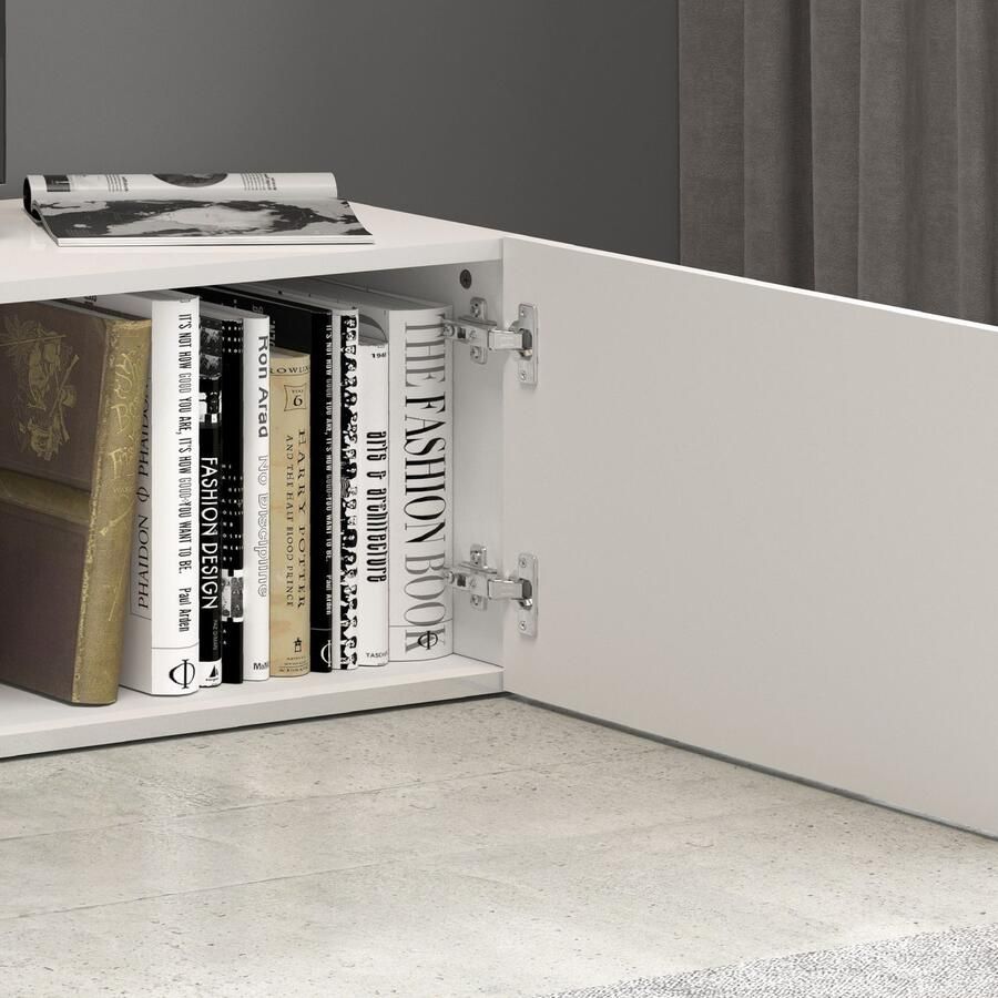 INOSIGN Tv-meubel Egypt Lowboard TV-ladekast TV-meubel TV-bank met 2 kleppen 2 glazen planken volledig hoogglans gelakt (b d h) 180x38x35 cm