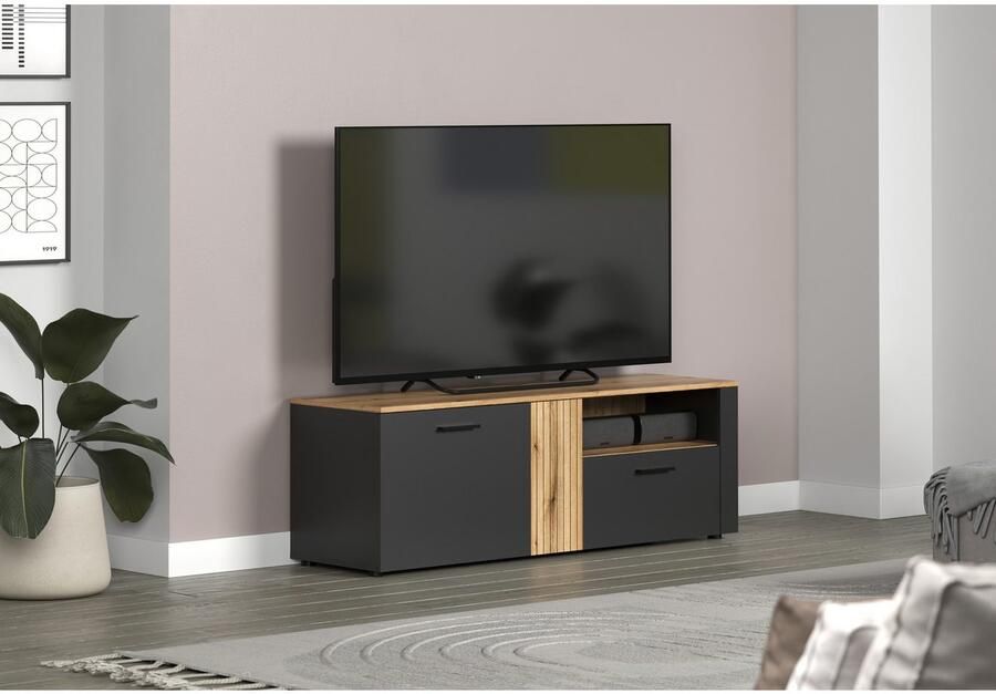 INOSIGN Tv-meubel Estepona TV-lowboard met ribbeloptiek deuren links of rechts monteerbaar (1 stuk) - Foto 8