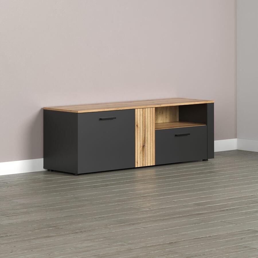 INOSIGN Tv-meubel Estepona TV-lowboard met ribbeloptiek deuren links of rechts monteerbaar (1 stuk)