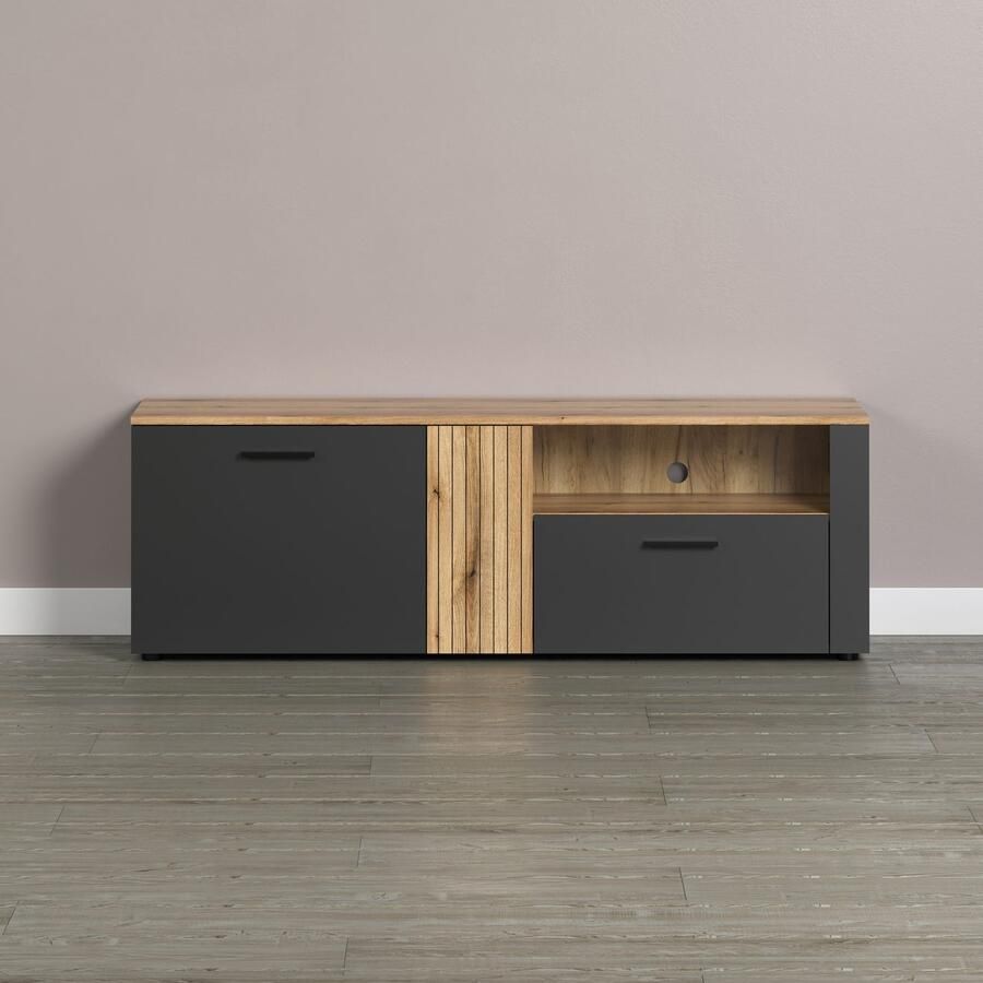 INOSIGN Tv-meubel Estepona TV-lowboard met ribbeloptiek deuren links of rechts monteerbaar (1 stuk) - Foto 2