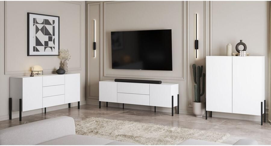 INOSIGN Kast Jukon breedte 110 cm moderne grepless hoge kast 2 deuren - Foto 7