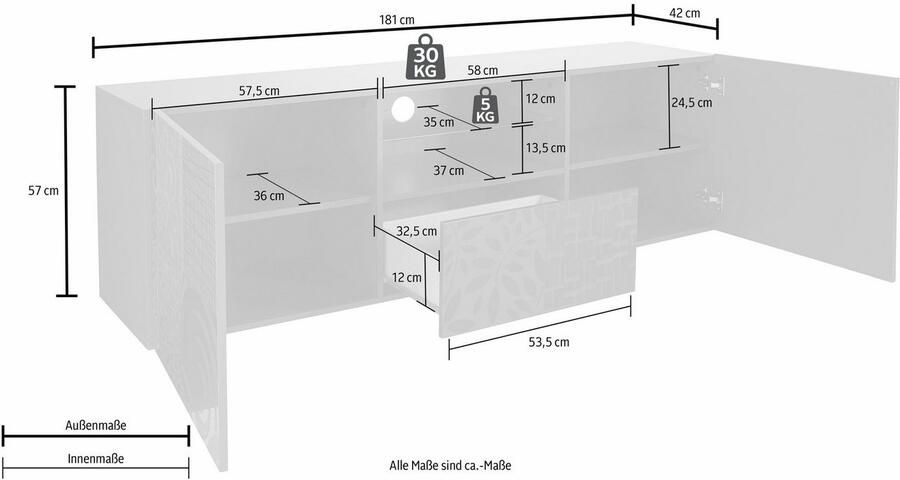 INOSIGN Tv-meubel Miro Breedte 181 cm met decoratieve zeefdruk - Foto 10