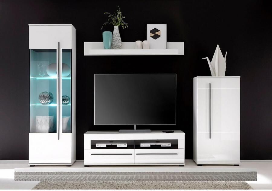 INOSIGN Tv-meubel Modern TV-meubel commode in Eiken Evoke of wit zwarte stanggreep voldoende opbergruimte veelzijdig inzetbaar