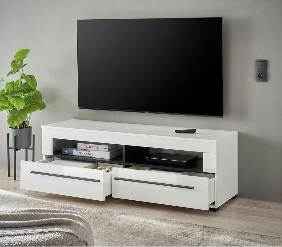 INOSIGN Tv-meubel Modern TV-meubel commode in Eiken Evoke of wit zwarte stanggreep voldoende opbergruimte veelzijdig inzetbaar - Foto 3