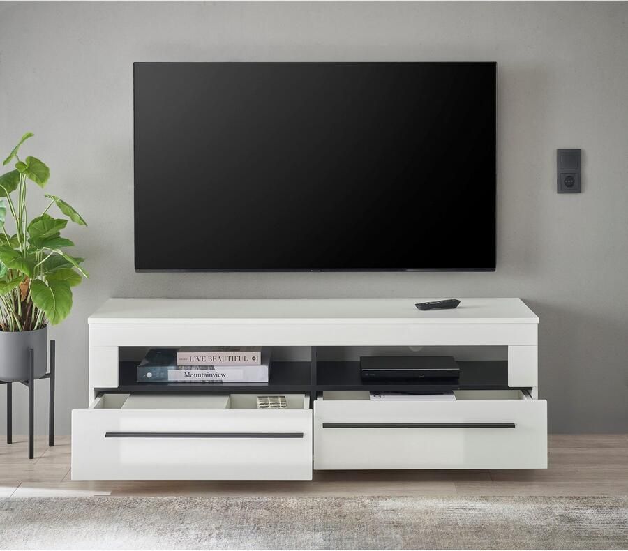 INOSIGN Tv-meubel Modern TV-meubel commode in Eiken Evoke of wit zwarte stanggreep voldoende opbergruimte veelzijdig inzetbaar - Foto 2