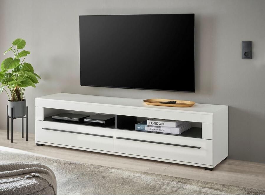 INOSIGN Tv-meubel Modern TV-meubel commode in Eiken Evoke of wit zwarte stanggreep voldoende opbergruimte veelzijdig inzetbaar - Foto 4