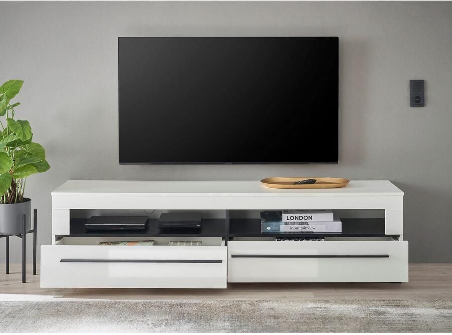 INOSIGN Tv-meubel Modern TV-meubel commode in Eiken Evoke of wit zwarte stanggreep voldoende opbergruimte veelzijdig inzetbaar - Foto 3