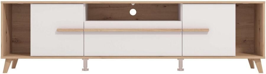 INOSIGN Tv-meubel Orleans TV-Lowboard TV-kast TV-standaard Breedte 190 cm Kast Opaque Wit Artisan Eiken Decor modern en elegant ontwerp - Foto 6