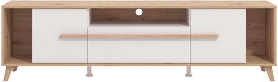 INOSIGN Tv-meubel Orleans TV-Lowboard TV-kast TV-standaard Breedte 190 cm Kast Opaque Wit Artisan Eiken Decor modern en elegant ontwerp - Foto 4