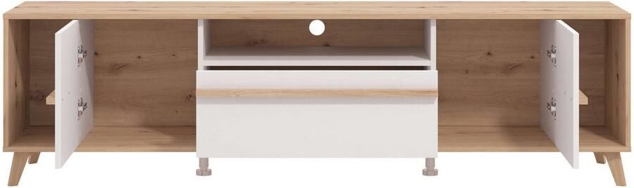 INOSIGN Tv-meubel Orleans TV-Lowboard TV-kast TV-standaard Breedte 190 cm Kast Opaque Wit Artisan Eiken Decor modern en elegant ontwerp - Foto 5