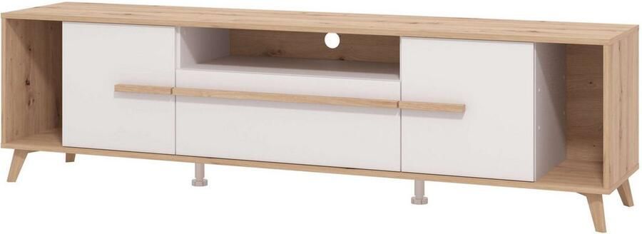 INOSIGN Tv-meubel Orleans TV-Lowboard TV-kast TV-standaard Breedte 190 cm Kast Opaque Wit Artisan Eiken Decor modern en elegant ontwerp - Foto 3