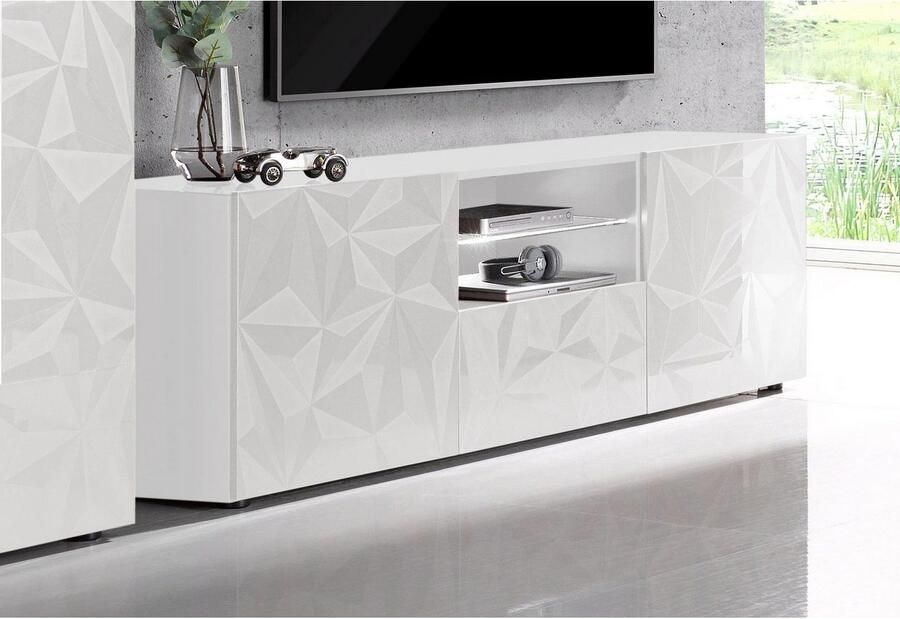 INOSIGN Tv-meubel Prisma Breedte 181 cm TV-meubel 2 deuren 1 lade TV-kast Voorkant met elegante zeefdruk greeploos veel opbergruimte - Foto 2