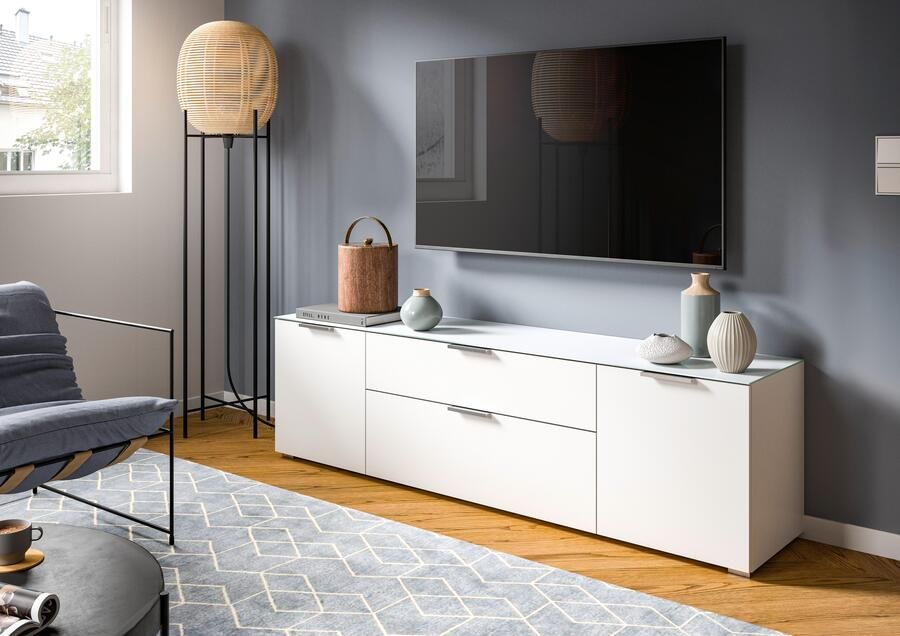 INOSIGN Tv-meubel Raio Breedte 179 cm 2 deuren 2 lades Bovenblad met glasplaat - Foto 7