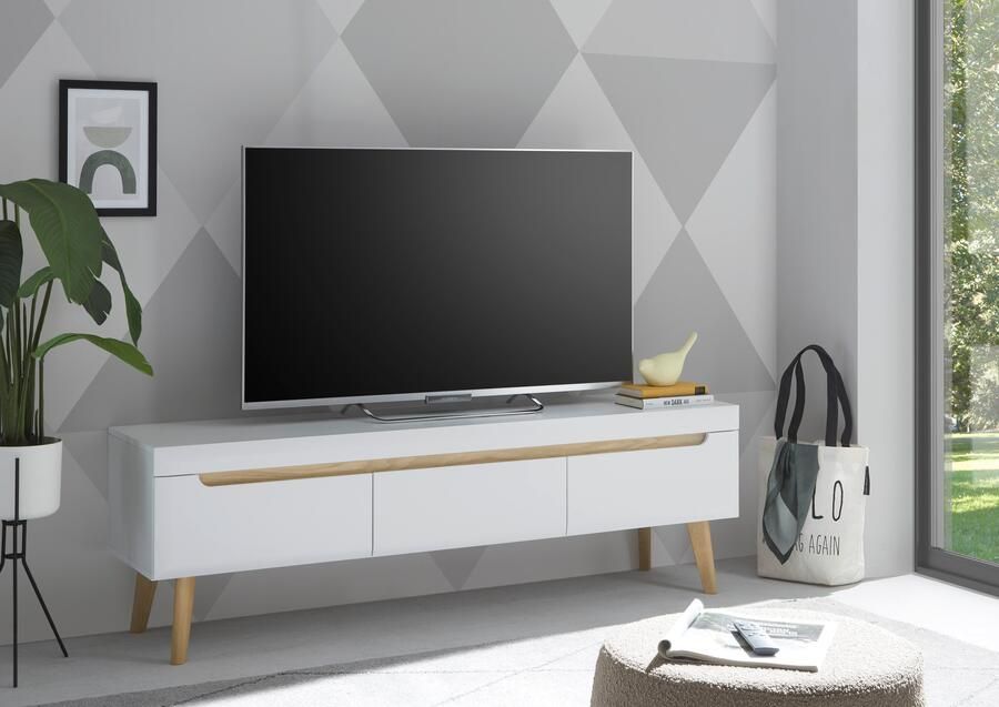 INOSIGN Tv-meubel Torge TV-kast TV-kommode televisiekast TV-bord afgeschuinde poten drie kleuren scandi design 160 cm breed (1 stuk) - Foto 6