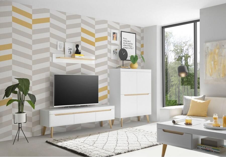 INOSIGN Tv-meubel Torge TV-kast TV-kommode televisiekast TV-bord afgeschuinde poten drie kleuren scandi design 160 cm breed (1 stuk) - Foto 2