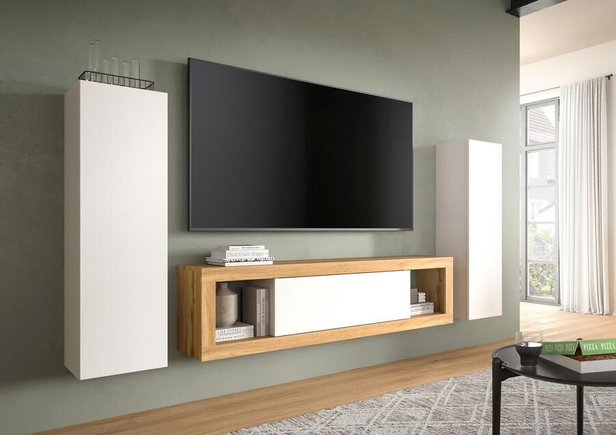 INOSIGN Tv-meubel Trinity Breedte 150 cm staand en hangend 1 klep 2 open vakken greeploze fronten tv-meubel tv-kast hangkast - Foto 9