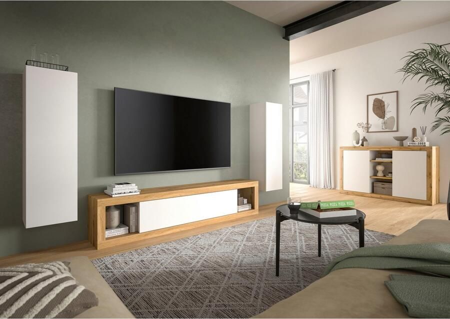INOSIGN Tv-meubel Trinity Breedte 150 cm staand en hangend 1 klep 2 open vakken greeploze fronten tv-meubel tv-kast hangkast - Foto 2