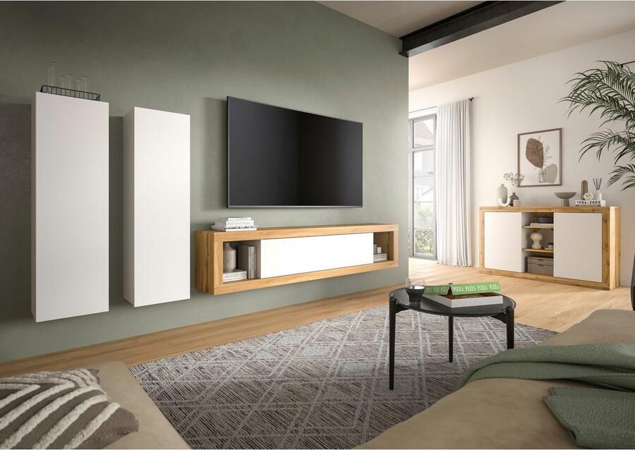 INOSIGN Tv-meubel Trinity Breedte 180 cm staand en hangend 1 klep 2 open vakken greeploze fronten tv-meubel tv-kast hangkast - Foto 2