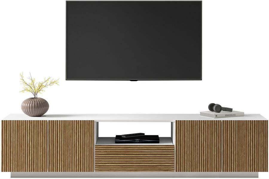 INOSIGN Tv-meubel Vega Lowboard TV-meubel TV-kast 220 cm met 4 deuren en 1 lade fronten met groeflook - Foto 12