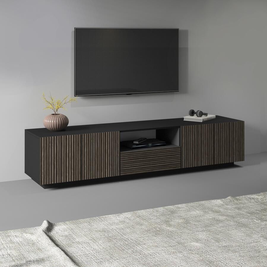 INOSIGN Tv-meubel Vega Lowboard TV-meubel TV-kast 220 cm met 4 deuren en 1 lade fronten met groeflook - Foto 13