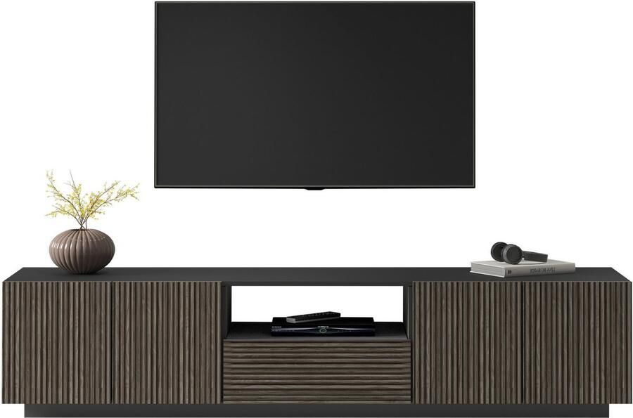 INOSIGN Tv-meubel Vega Lowboard TV-meubel TV-kast 220 cm met 4 deuren en 1 lade fronten met groeflook - Foto 11