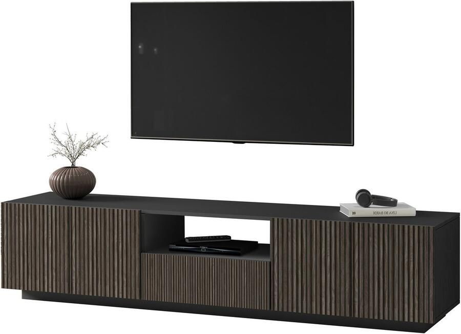 INOSIGN Tv-meubel Vega Lowboard TV-meubel TV-kast 220 cm met 4 deuren en 1 lade fronten met groeflook - Foto 10