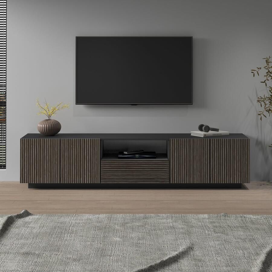 INOSIGN Tv-meubel Vega Lowboard TV-meubel TV-kast 220 cm met 4 deuren en 1 lade fronten met groeflook - Foto 4