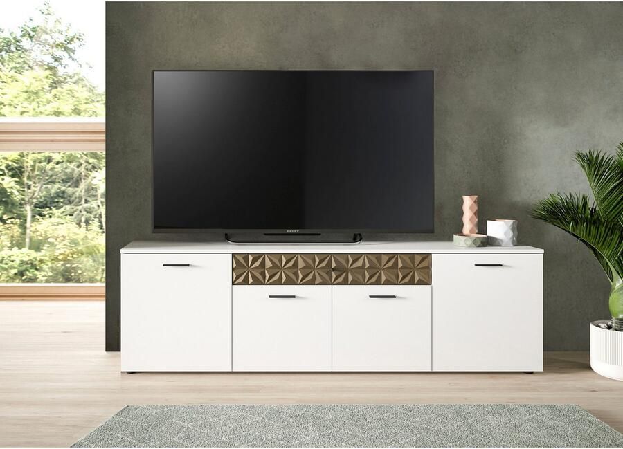 INOSIGN Tv-meubel Vicenza breedte 190cm ornamentafwerking 4 deuren 1 lade 8 vakken metalen grepen tv-kast televisiekast mediaboard - Foto 2