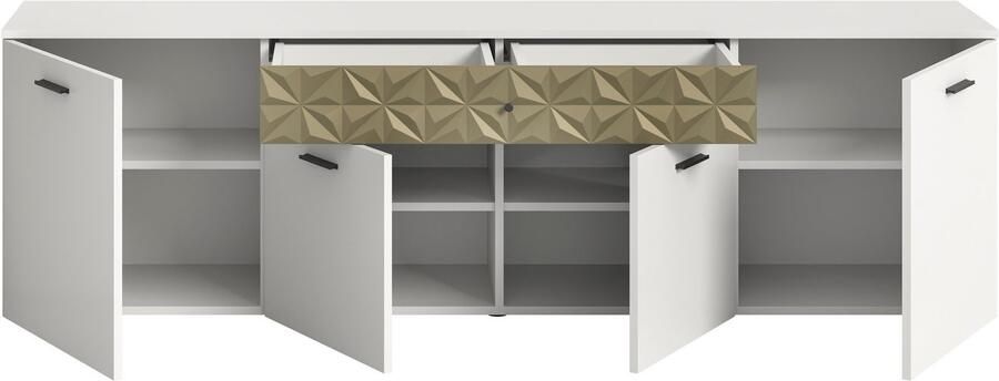 INOSIGN Tv-meubel Vicenza breedte 190cm ornamentafwerking 4 deuren 1 lade 8 vakken metalen grepen tv-kast televisiekast mediaboard - Foto 6