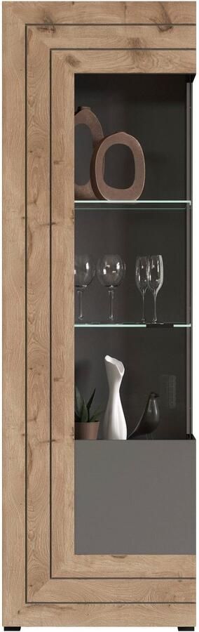 INOSIGN Vitrinekast Aalborg hoogte 194 cm 1 glazen deur 2 glazen legplanken metalen handgrepen - Foto 7