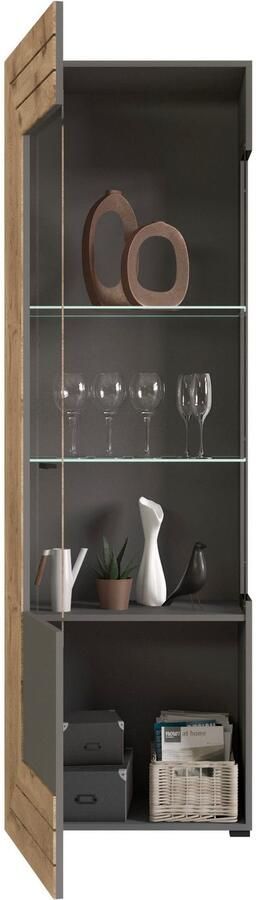 INOSIGN Vitrinekast Aalborg hoogte 194 cm 1 glazen deur 2 glazen legplanken metalen handgrepen - Foto 8