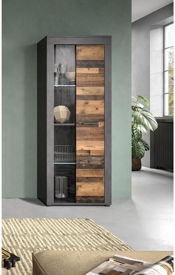 INOSIGN Vitrinekast Aosta hoogte 159 cm in verschillende kleuruitvoeringen 1 deur 3 legplanken 4 vakken woonkamer staande vitrine glazen vitrine - Foto 4