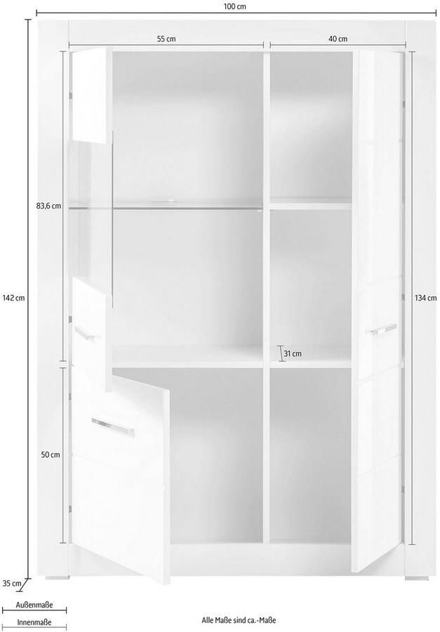 INOSIGN Vitrinekast Bianco Hoogte 142 cm - Foto 4