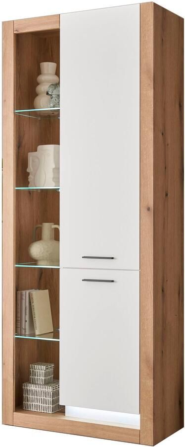 INOSIGN Vitrinekast Brixen vitrinekast in eik decor moderne staande vitrinekast Metalen grepen voldoende opbergruimte veelzijdig toepasbaar 80 cm breed - Foto 10