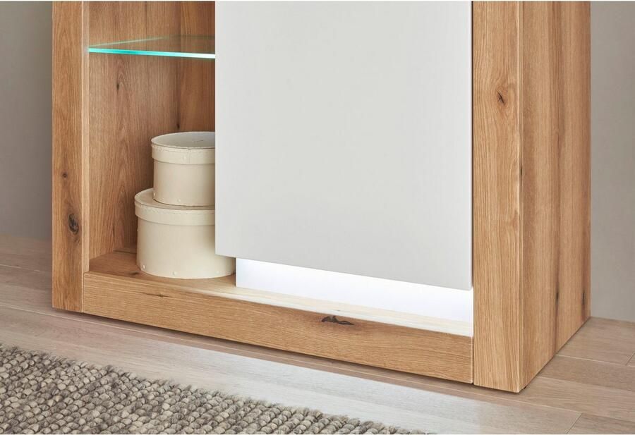 INOSIGN Vitrinekast Brixen vitrinekast in eik decor moderne staande vitrinekast Metalen grepen voldoende opbergruimte veelzijdig toepasbaar 80 cm breed - Foto 4