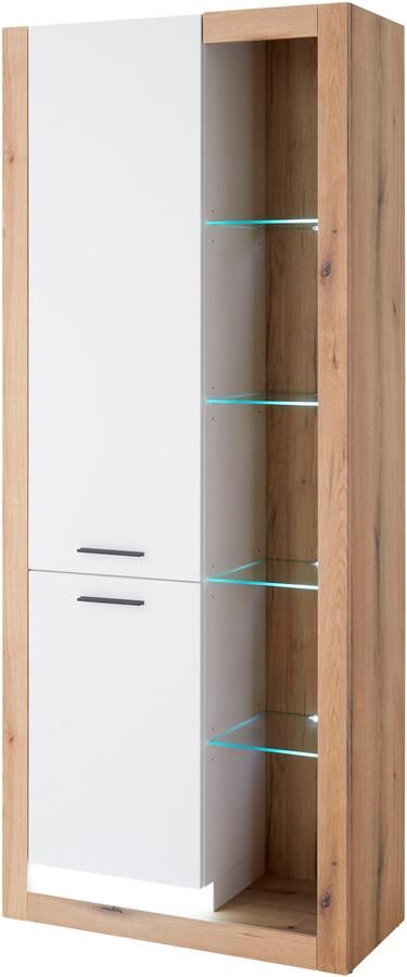 INOSIGN Vitrinekast Brixen vitrinekast in eik decor moderne staande vitrinekast Metalen grepen voldoende opbergruimte veelzijdig toepasbaar 80 cm breed - Foto 10