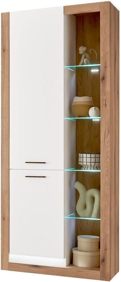 INOSIGN Vitrinekast Brixen vitrinekast in eik decor moderne staande vitrinekast Metalen grepen voldoende opbergruimte veelzijdig toepasbaar 80 cm breed - Foto 7